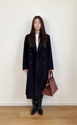 Minimalist Longline Wool Coat Charcoal Black