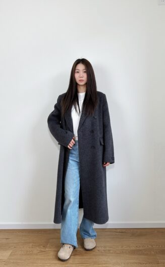 Minimalist Longline Wool Coat Charcoal Grey
